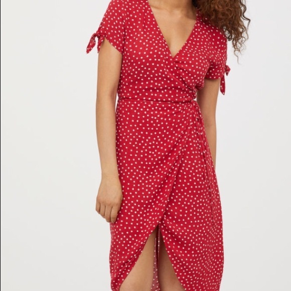 h&m polka dot wrap dress